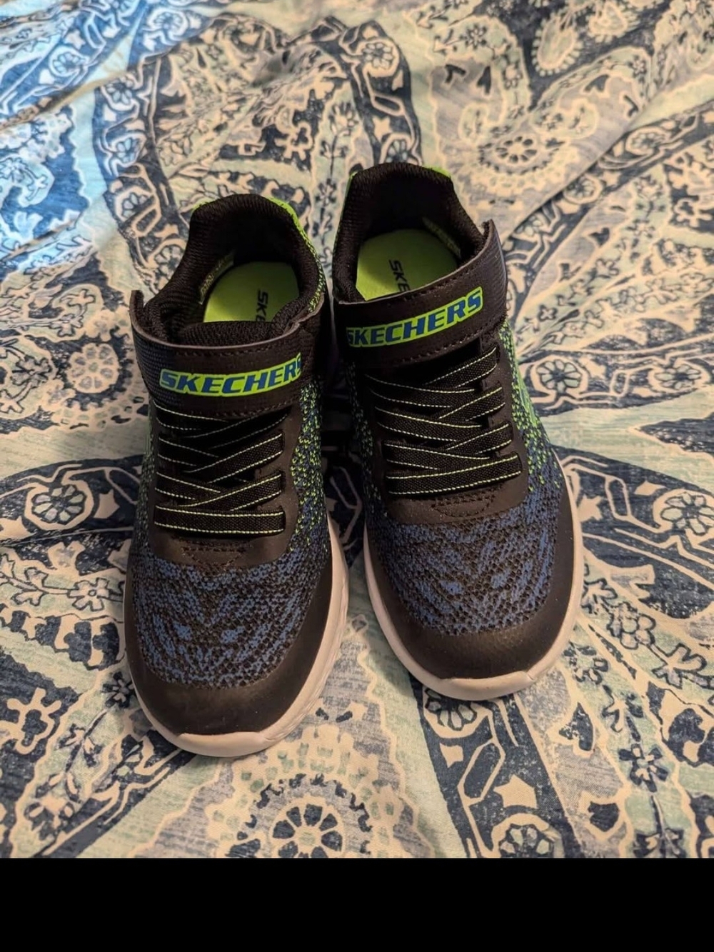 Size 12.5 Skechers Kids' Black & Blue Lightweight Athletic Sneakers